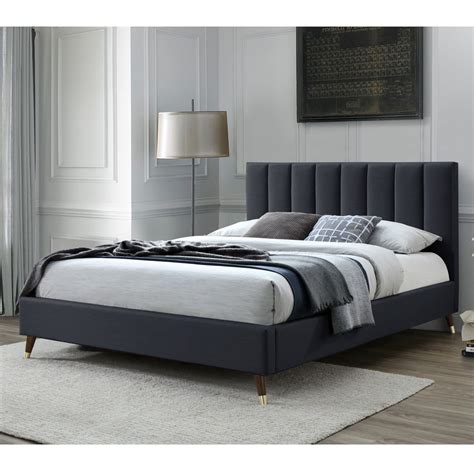 Upholstered Platform Bed Frame With Vertical Channel Tufted 